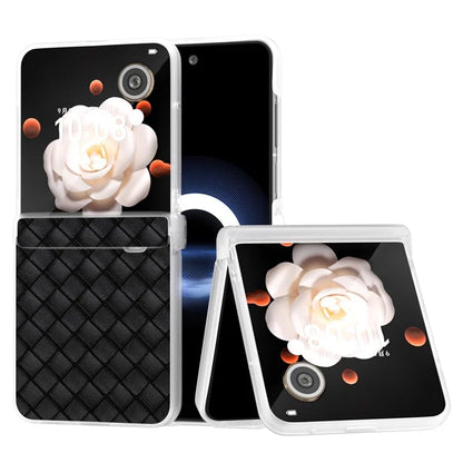 For Honor Magic V Flip 5G Case Woven Texture Leather+PC Hinge Phone Cover Matte Edge