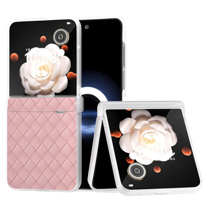 For Honor Magic V Flip 5G Case Woven Texture Leather+PC Hinge Phone Cover Matte Edge