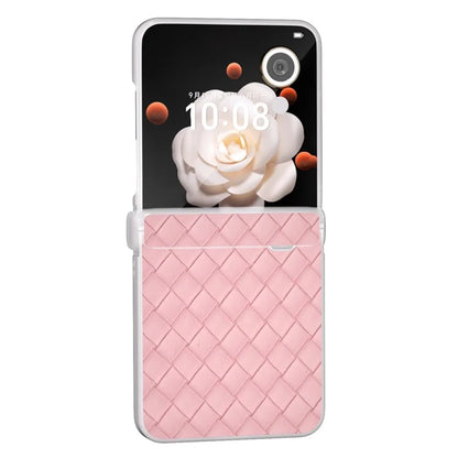 For Honor Magic V Flip 5G Case Woven Texture Leather+PC Hinge Phone Cover Matte Edge