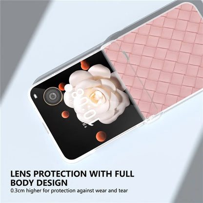 For Honor Magic V Flip 5G Case Woven Texture Leather+PC Hinge Phone Cover Matte Edge