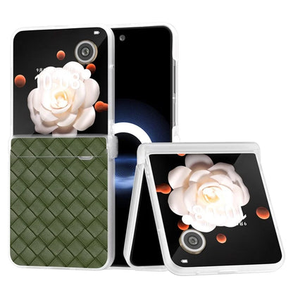 For Honor Magic V Flip 5G Case Woven Texture Leather+PC Hinge Phone Cover Matte Edge