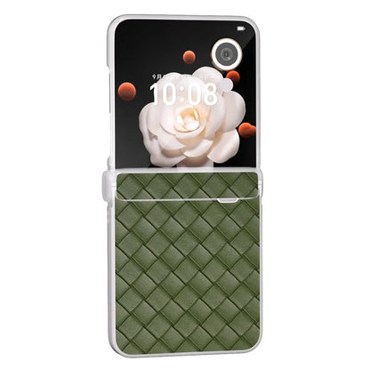 For Honor Magic V Flip 5G Case Woven Texture Leather+PC Hinge Phone Cover Matte Edge