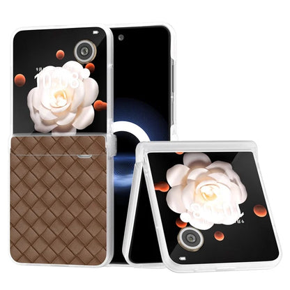 For Honor Magic V Flip 5G Case Woven Texture Leather+PC Hinge Phone Cover Matte Edge