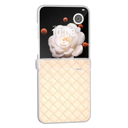 For Honor Magic V Flip 5G Case Woven Texture Leather+PC Hinge Phone Cover Matte Edge