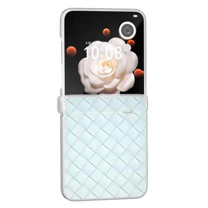 For Honor Magic V Flip 5G Case Woven Texture Leather+PC Hinge Phone Cover Matte Edge