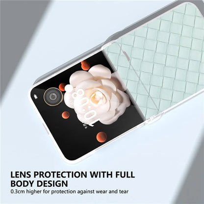 For Honor Magic V Flip 5G Case Woven Texture Leather+PC Hinge Phone Cover Matte Edge