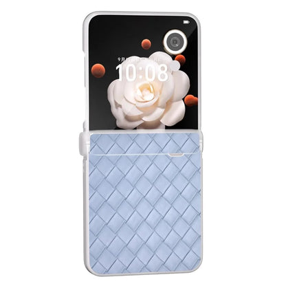 For Honor Magic V Flip 5G Case Woven Texture Leather+PC Hinge Phone Cover Matte Edge