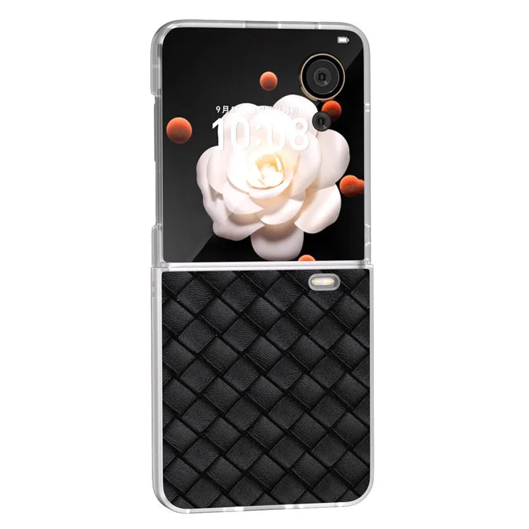 For Honor Magic V Flip 5G Case Woven Texture Matte Edge Leather+PC Phone Cover