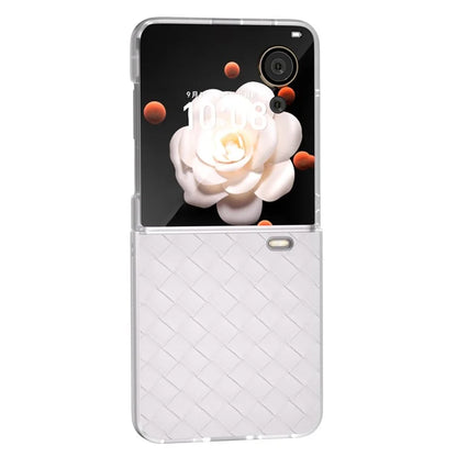 For Honor Magic V Flip 5G Case Woven Texture Matte Edge Leather+PC Phone Cover