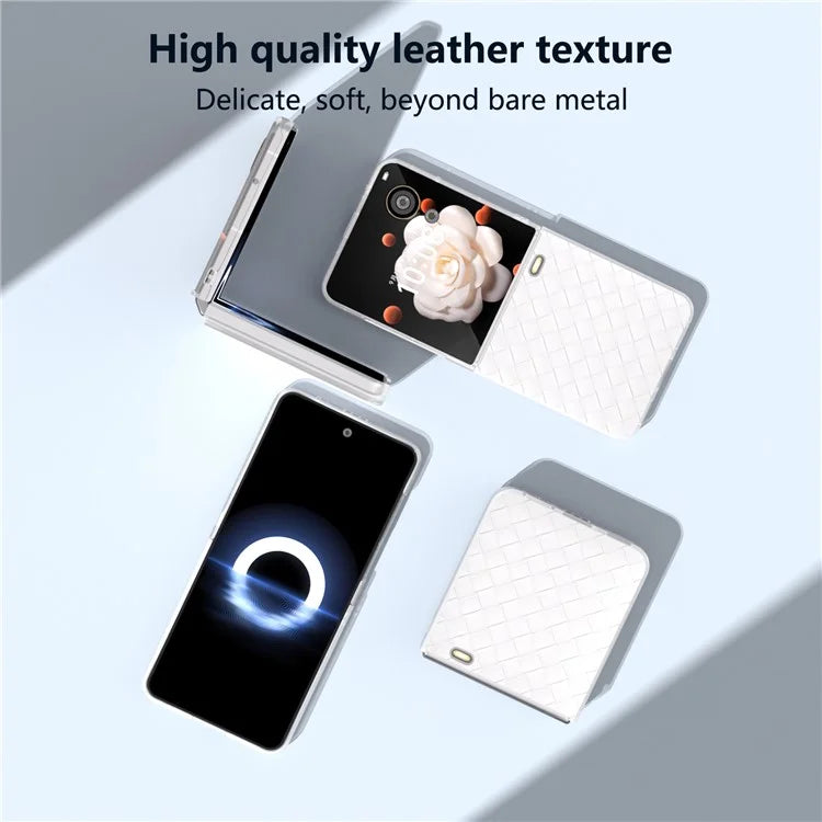 For Honor Magic V Flip 5G Case Woven Texture Matte Edge Leather+PC Phone Cover