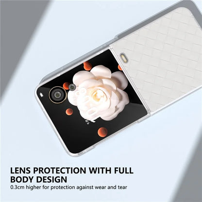 For Honor Magic V Flip 5G Case Woven Texture Matte Edge Leather+PC Phone Cover