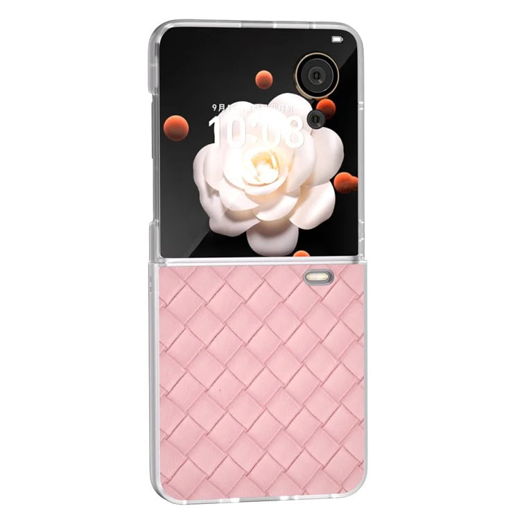For Honor Magic V Flip 5G Case Woven Texture Matte Edge Leather+PC Phone Cover