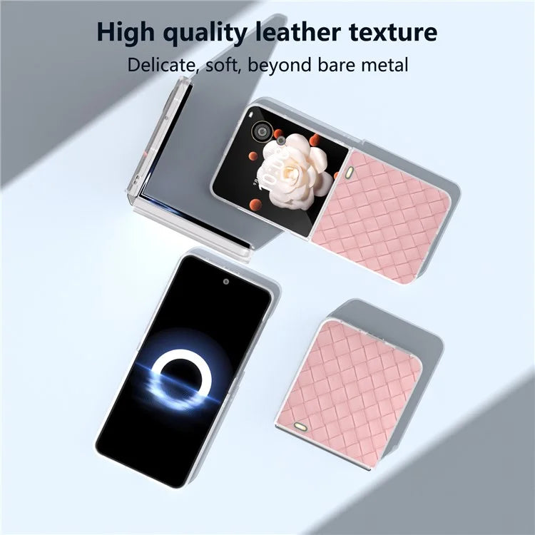 For Honor Magic V Flip 5G Case Woven Texture Matte Edge Leather+PC Phone Cover