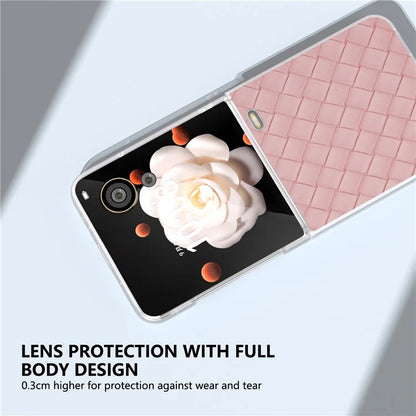 For Honor Magic V Flip 5G Case Woven Texture Matte Edge Leather+PC Phone Cover