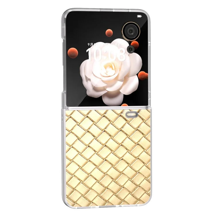For Honor Magic V Flip 5G Case Woven Texture Matte Edge Leather+PC Phone Cover