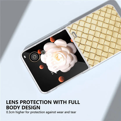 For Honor Magic V Flip 5G Case Woven Texture Matte Edge Leather+PC Phone Cover