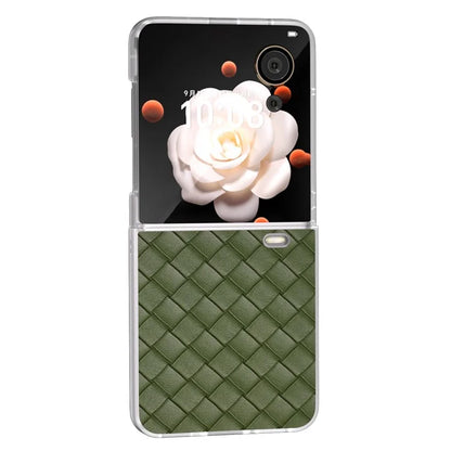 For Honor Magic V Flip 5G Case Woven Texture Matte Edge Leather+PC Phone Cover
