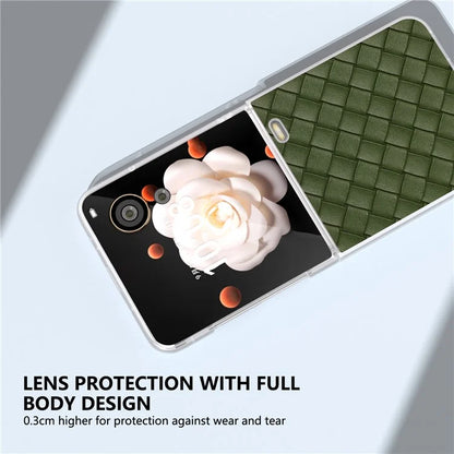 For Honor Magic V Flip 5G Case Woven Texture Matte Edge Leather+PC Phone Cover