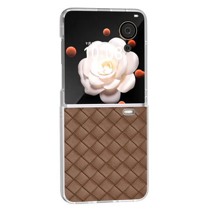 For Honor Magic V Flip 5G Case Woven Texture Matte Edge Leather+PC Phone Cover