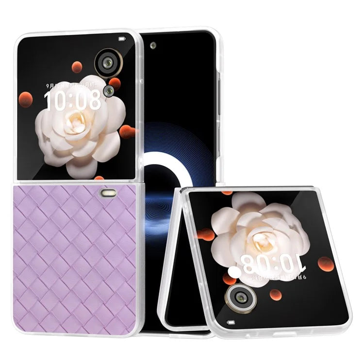 For Honor Magic V Flip 5G Case Woven Texture Matte Edge Leather+PC Phone Cover