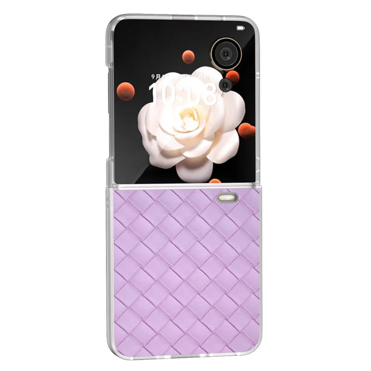 For Honor Magic V Flip 5G Case Woven Texture Matte Edge Leather+PC Phone Cover