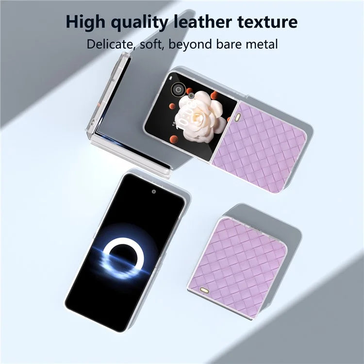 For Honor Magic V Flip 5G Case Woven Texture Matte Edge Leather+PC Phone Cover