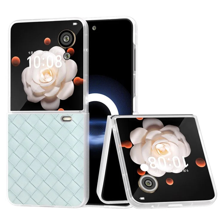 For Honor Magic V Flip 5G Case Woven Texture Matte Edge Leather+PC Phone Cover