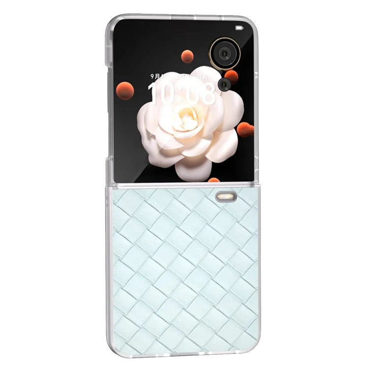 For Honor Magic V Flip 5G Case Woven Texture Matte Edge Leather+PC Phone Cover
