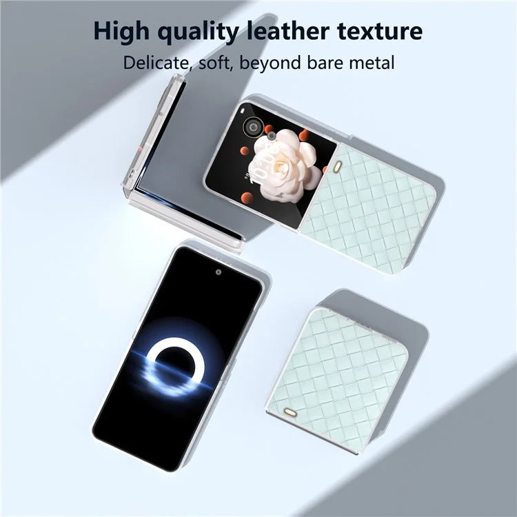 For Honor Magic V Flip 5G Case Woven Texture Matte Edge Leather+PC Phone Cover
