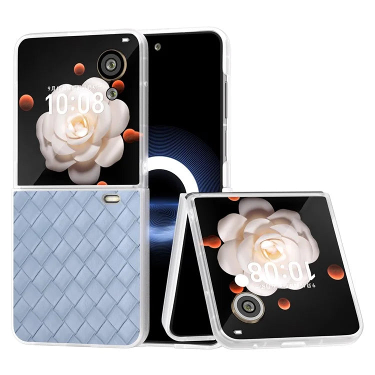 For Honor Magic V Flip 5G Case Woven Texture Matte Edge Leather+PC Phone Cover