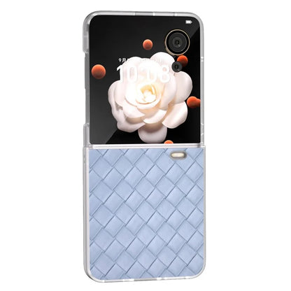 For Honor Magic V Flip 5G Case Woven Texture Matte Edge Leather+PC Phone Cover