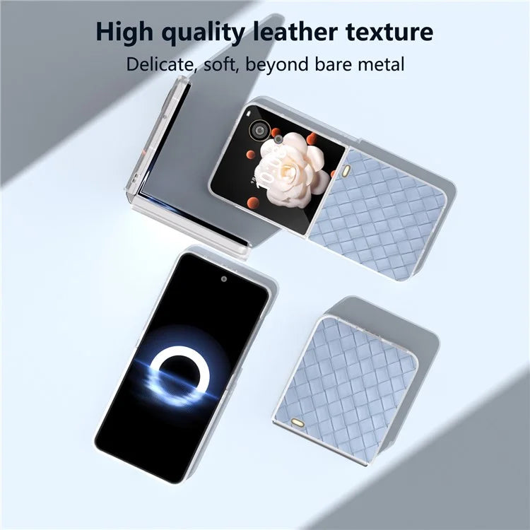 For Honor Magic V Flip 5G Case Woven Texture Matte Edge Leather+PC Phone Cover
