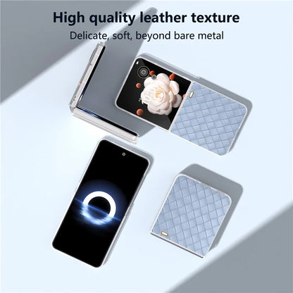 For Honor Magic V Flip 5G Case Woven Texture Matte Edge Leather+PC Phone Cover