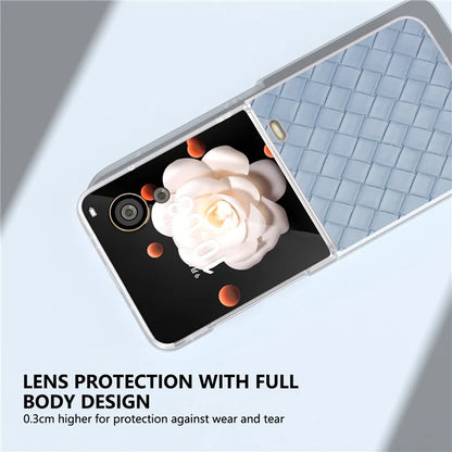 For Honor Magic V Flip 5G Case Woven Texture Matte Edge Leather+PC Phone Cover