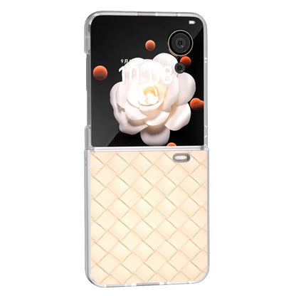 For Honor Magic V Flip 5G Case Woven Texture Matte Edge Leather+PC Phone Cover