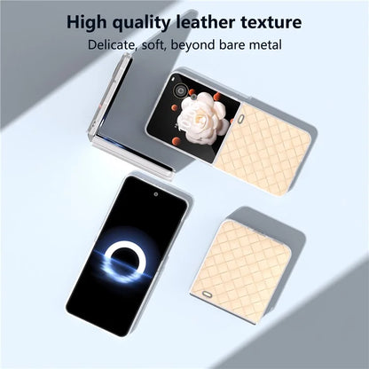 For Honor Magic V Flip 5G Case Woven Texture Matte Edge Leather+PC Phone Cover