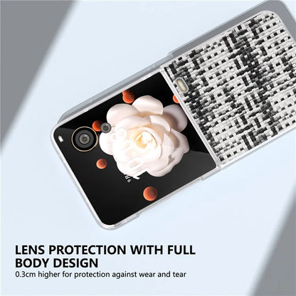 For Honor Magic V Flip 5G Case Plaid Texture Leather+PC Phone Cover with Matte Edge