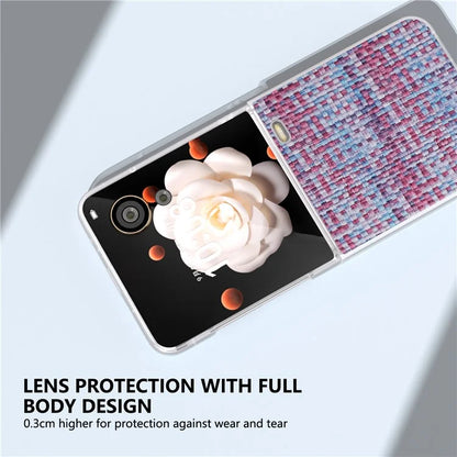 For Honor Magic V Flip 5G Case Plaid Texture Leather+PC Phone Cover with Matte Edge