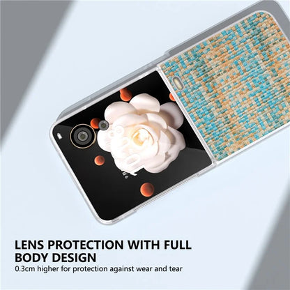 For Honor Magic V Flip 5G Case Plaid Texture Leather+PC Phone Cover with Matte Edge