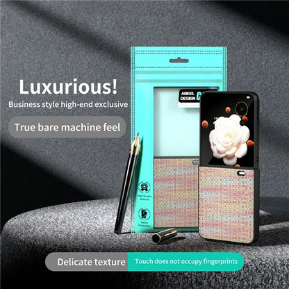 For Honor Magic V Flip 5G Case Plaid Texture Leather Coated PC Phone Cover