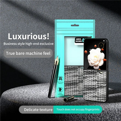 For Honor Magic V Flip 5G Case Plaid Texture Leather Coated PC Phone Cover