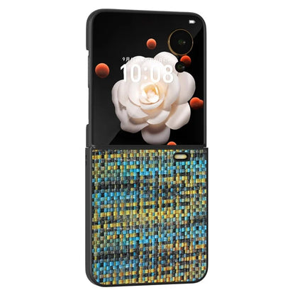 For Honor Magic V Flip 5G Case Plaid Texture Leather Coated PC Phone Cover