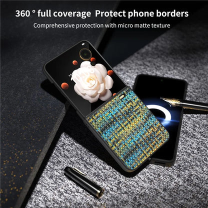 For Honor Magic V Flip 5G Case Plaid Texture Leather Coated PC Phone Cover