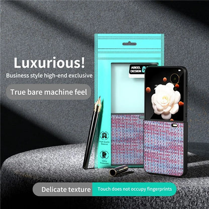 For Honor Magic V Flip 5G Case Plaid Texture Leather Coated PC Phone Cover