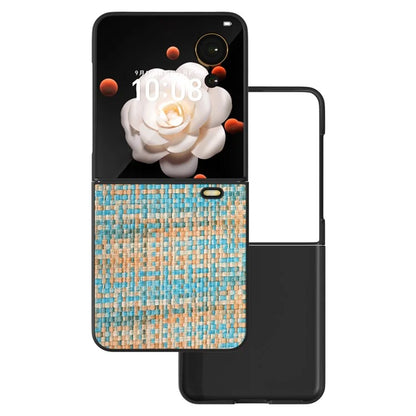 For Honor Magic V Flip 5G Case Plaid Texture Leather Coated PC Phone Cover