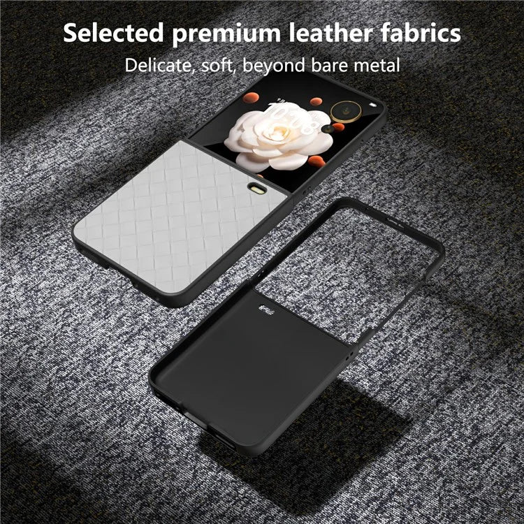 For Honor Magic V Flip 5G Case Woven Texture PU Leather+PC Protective Phone Cover