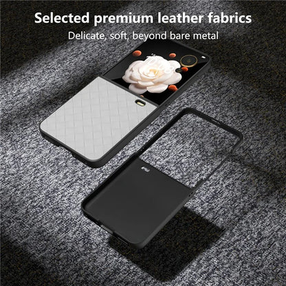For Honor Magic V Flip 5G Case Woven Texture PU Leather+PC Protective Phone Cover
