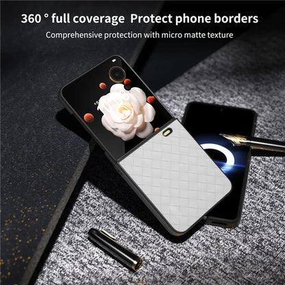 For Honor Magic V Flip 5G Case Woven Texture PU Leather+PC Protective Phone Cover