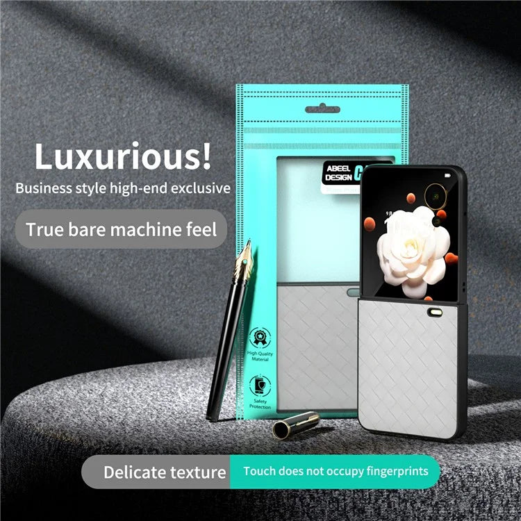 For Honor Magic V Flip 5G Case Woven Texture PU Leather+PC Protective Phone Cover