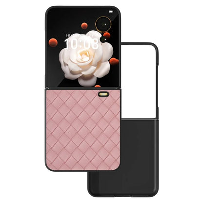 For Honor Magic V Flip 5G Case Woven Texture PU Leather+PC Protective Phone Cover